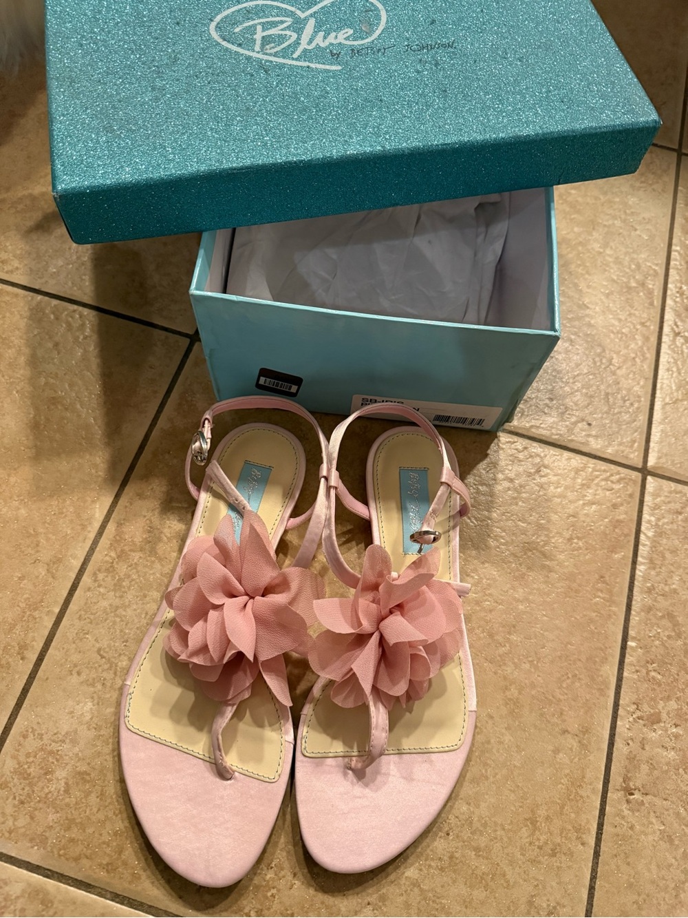 Blue by Betsey Johnson pink floral sandals size 6